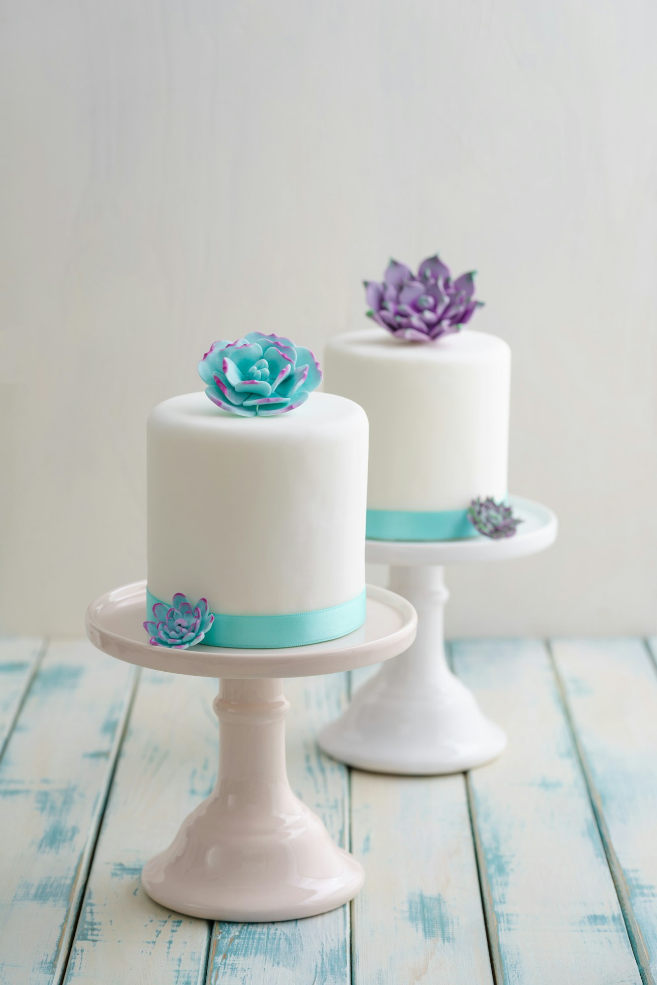 Mini succulent wedding cakes